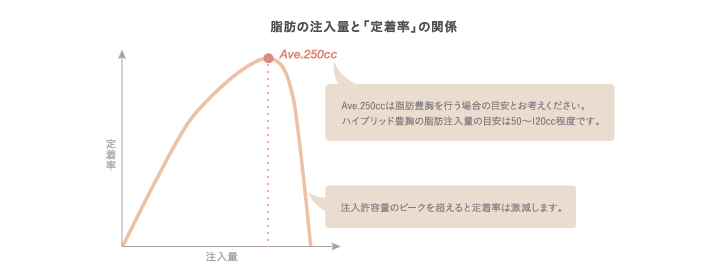 脂肪の注入量と定着率の関係